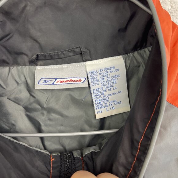 VTG Y2K Reebok Sport Tech Windbreaker Shell Orange / Grey Size L Full Zip - Picture 5 of 16